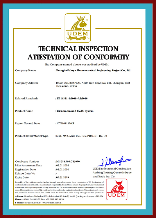 CE Certificate Cleanroom and HVAC System